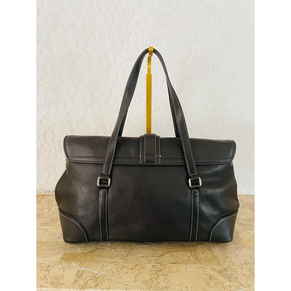 Coach Black Leather double handle Hampton Satchel Bag purse 9268 - Picture 2 of 10